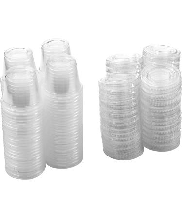 1 oz Disposable Plastic Jello Shot Cups with Lids - Pack of 100 | Clear Condiment Cups for Sauce, Souffle, Dressing | Portion Control Cups - Buy Online on GoSupps.com