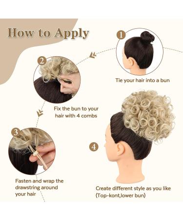 Matthia Large Curly Messy Bun | Drawstring Ponytail for Black Women | Synthetic Salt and Pepper Hair Bun Extension | Curly Updo Hair Piece | Daily Use | T1B/Gray - Buy Online on GoSupps.com