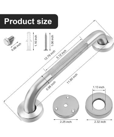 LONVICHTT 12 Inch Grab Bars for Bathroom - 2 Pack, Anti-Slip Stainless Steel Shower Handles for Bathroom Safety - Senior Assist Bath Handle - Buy Online on GoSupps.com