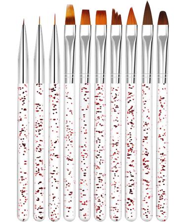 Voarge nail brush set nail brush set anself 10-part nail art painting drawing brush set uv gel acrylic nail brush nail painting brush pen nailart manicure nail accessories (pink)