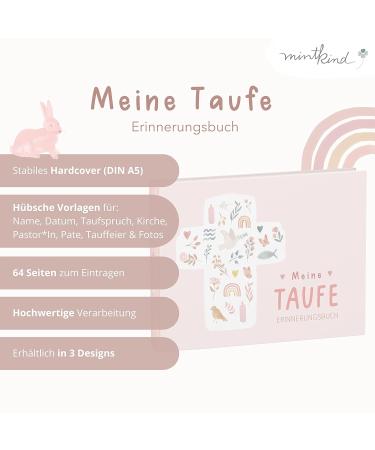 Mintkind Baptism Book | Perfect Baptism Gifts for Boys & Girls | Memory Book & Godchild Gift | Ideal Godmother Gift with Flower Design - Buy Online on GoSupps.com