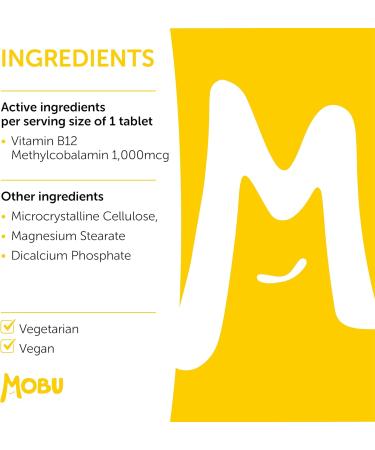 High Strength Vegan B12 Tablets - 1000mcg Supplement for Energy & Immune Support - 120 Tablets by MOBU UK - Buy Online on GoSupps.com