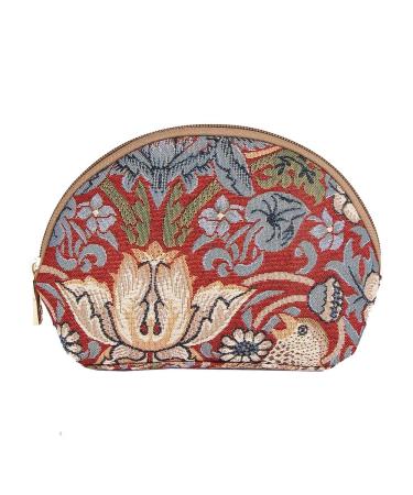 William Morris Strawberry Thief Tapestry Makeup Bag Travel Cosmetic Bag by Siganre Strawberry Thief Red