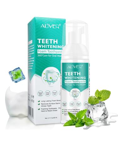 Whitening Toothpaste Mousse, Mint Whitening Toothpaste, Fluoride Free Toothpaste, Baking Soda Toothpaste to Reduce Plaque, Oral Care, 60ml (1 PC)