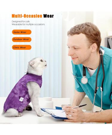 Yoolhamy Katzenbody | Professional Recovery Suit for Cats | Post-Op Castration & Wound Protection | E-Collar Alternative | Small Violet - Buy Online on GoSupps.com