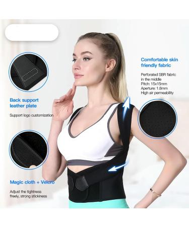 Adjustable Back Posture Corrector Belt Women Men Prevent Slouching Relieve Pain Posture Corrector Black S - Buy Online on GoSupps.com