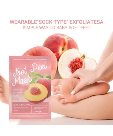 3 Pairs of Foot Masks - Peeling Socks for Soft Smooth Feet | Corneal & Dead Skin Remover | Heal Rough Heels for Men & Women - Peach Peach - Buy Online on GoSupps.com