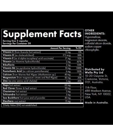 WelleCo The Goddess Elixir - Menopause Supplement for Women | Hormone Balance Red Clover B Vitamins Vitex | 60 Capsules for Night Sweats & Hot Flashes - Buy Online on GoSupps.com