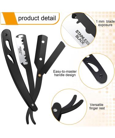 Professional Barber Straight Razor Set with 40 Double Edge Blades and Neck Duster Brush - Buy Online on GoSupps.com