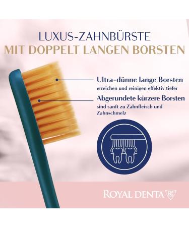 Royal Denta Gold Super Soft Toothbrush - Extra Gentle for Sensitive Teeth & Gums Dual Length Bristles for Interdental Cleaning Antibacterial Gold Particles Coral Red & Green Metallic Design - Shop Internationally! - Buy Online on GoSupps.com