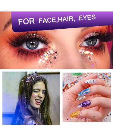 24 Colors Nail Glitter for Face Eyes Lips & Hair - Perfect for Festivals Halloween & Parties - International Shipping Available - Buy Online on GoSupps.com