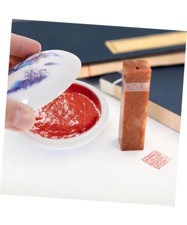 Angoily Ink Pad Box Lip Balm Container Scrapbook Ink Stamp Travel Lotion Container Makeup Container Blusher Pots Craft Ink Pad Rustic Home Decor Red Ink Ceramics Mini White Cream - Buy Online on GoSupps.com