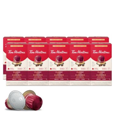 Tim Hortons Classic Lungo Capsules Nespresso Original Line Compatible Capsules 100 Count Classic Lungo 10 count (Pack of 10)