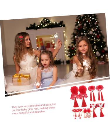 Beaupretty 5 Pairs Antique Red Hairpin Bows Tassels Hair Clips Barrettes Chinese New Year Tassel Barrettes New Year Hairy Furry Ball Clip Chinese Knot Hair Clips Bow Tie Girl Ribbon Alloy - Buy Online on GoSupps.com