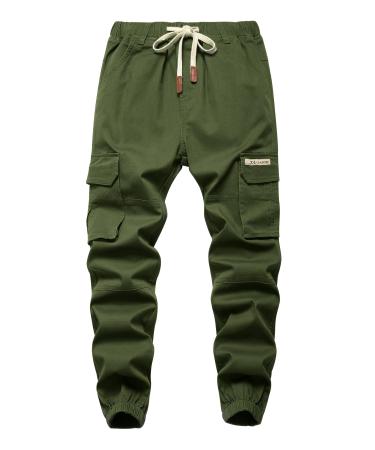 YOUNGSOUL boys cargo pants children stretch cargo pants jogging pants leisure pants with elastic waist 164-170 army green