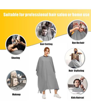 Izzycka Nylon Waterproof Hair Cutting Cape for Adults - Grey Salon Capes for Hair Stylists - Adjustable Snap Closure - 56 x 64inch - Professional and Home Use - Buy Online on GoSupps.com