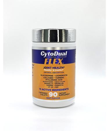 CytoDual Flex Glucosamine Chondroitin MSM H. Acid Collagen Joint Support for Back Knees & Hands Mobility Cartilage Antioxidant Multi-Action Fast-Acting Chewables 90 Days