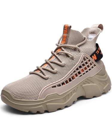 Xidiso men running shoes sneakers Breathable sports shoes Light running shoes hiking shoes comfortable fitness shoes casual sneaker 39 eu a beige