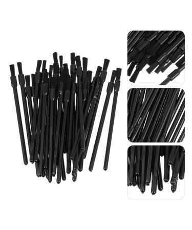 FOMIYES 100Pcs Flat Mouth Makeup Tools - Luster Eyebrow Brush Portable Lip Gloss Applicator & Mini Eyeshadow Brush - Black - Buy Online on GoSupps.com