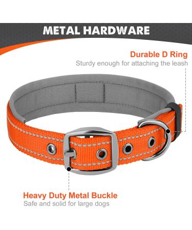 Joytale Padded Neoprene Dog Collar for Medium Dogs - Reflective Nylon Orange - 1 Pack - Buy Online on GoSupps.com