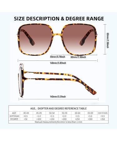 Shop Kaeoisfu Oversized Quadratic UV400 Reading Sunglasses for Women - Large Anti-UV Fashion Sun Readers in Multi-Color Brown Lentils 2.0 Diopters - Buy Online on GoSupps.com
