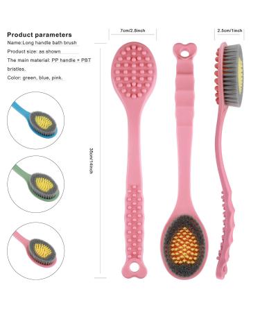 Soft Bristle Back Brush with Long Handle | Nylon Bathing & Massage Brush for Body & Feet | Pink & Blue - Perfect for Showers - Buy Online on GoSupps.com