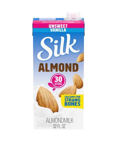 Silk Shelf-Stable Almondmilk, Unsweetened Vanilla, Dairy-Free, Vegan, Non-GMO Project Verified, 1 Quart Vanilla 32 Fl Oz (Pack of 1)