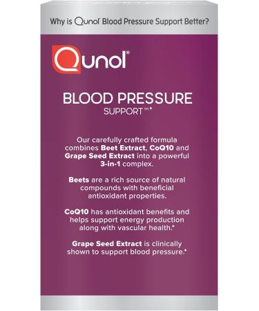 Qunol Blood Pressure Support 3 in 1 Beets + CoQ10 + Grape Seed Extract Beet Root Capsules That Supports Healthy Blood Circulation & Heart Healthy Energy 60 Count (Pack of 1) Unflavored 60 Count (Pack of 1) - Buy Online on GoSupps.com