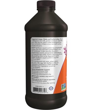 Now Foods Sunflower Liquid Lecithin 16 oz - Non-GMO & Vegan | Healthy Cooking & Dietary Supplement - Buy Online on GoSupps.com