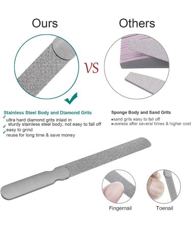 VOGARB Professional Nail Files For Natural Hard/Thick Nails with Case 4.6'' Double Sided 180 Diamond Grits Metal Stainless Steel No Slip Handle Easily Grinding Finger Toe Salon Home Travel (1 Pack(A)) - Buy Online on GoSupps.com