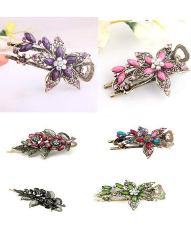 Uonlytech Green Hair Clip Hair Clamp Snap Barrettes Hair Clips Alligator Hair Clips Hair Clips for Women Rhinestones Hairclips Hair Barrette Crystal Miss Headgear Purple - Buy Online on GoSupps.com
