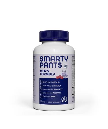 SmartyPants Men's Formula Daily Multivitamin for Men: Vitamins C D3 Zinc Omega 3 CoQ10 & B12 for Immune Support Energy Prostate & Heart Health Fruit Flavor 120 Gummies (20 Day Supply) Complete 120 Count (Pack o...