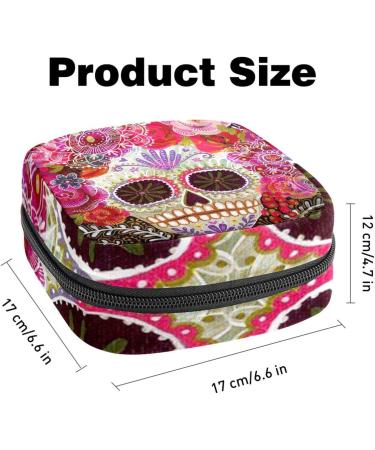 Buy Stylish Menstruation Pad Bag with Zipper - Day of the Dead Design for Women & Girls - Perfect for Tampons & Napkins - Buy Online on GoSupps.com
