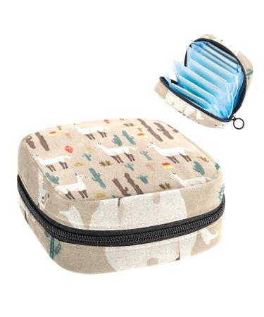 Period Bag Sanitary Napkin Storage Bag Cartoon Llamas Plants Flowers Tampon Holder for Purse D96k6qq6gvw