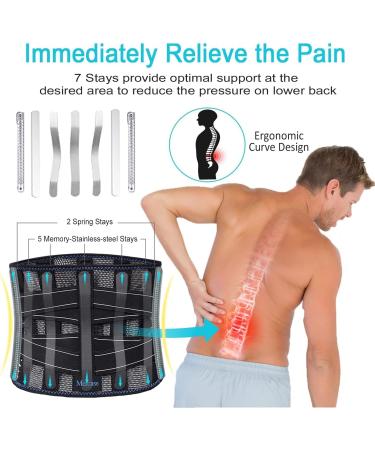 Mercase Back Bandage Belt for Men & Women - XL Back Support with Interchangeable Struts for Lower Back Pain Relief Sciatica & Herniated Disc - Buy Online on GoSupps.com