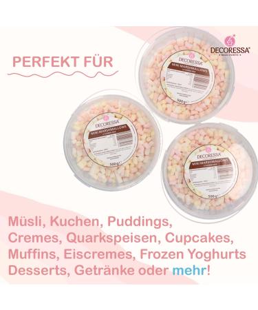 Decoressa Mini Marshmallows 4 Color Mix 500g - Perfect Topping for Ice Cream Pudding & Parties | International Shipping Available - Buy Online on GoSupps.com