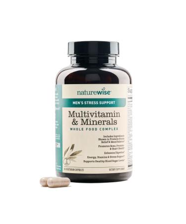NatureWise Multivitamin for Men + Stress Support + Fulvic Ionic Minerals + Probiotics for Immunity Male Health Digestion + Whole Organic Foods - Vegetarian Non-GMO - 60 Capsules 1-Month Supply