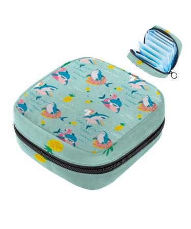 Women's binding-up bags flamingo swimming ring shark portable menstrual pad pocket panty lips tampons women's bandages storage holder for women school office multicolored 08