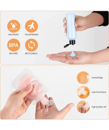 5 Pack 3.4oz Clear Plastic Squeeze Bottles & 3 Refillable Travel Pouches - TSA Approved for Cosmetics - Labels Included - Buy Online on GoSupps.com