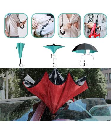 owen kyne Windproof Double Layer Folding Inverted Umbrella  Self Stand Upside-down Rain Protection Car Reverse Umbrellas with C-shaped Handle Wisteria Tree - Buy Online on GoSupps.com