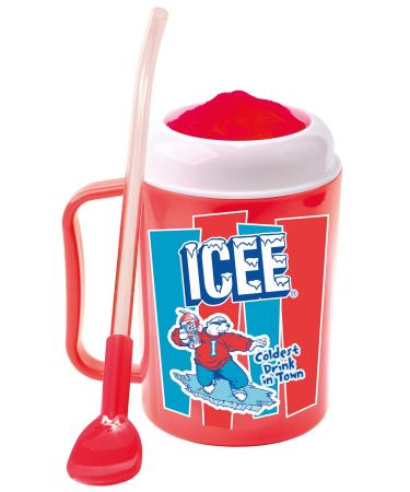 iscream Genuine ICEE Brand Single Serve ICEE Slushie Making Cup Set with Cherry Syrup Cherry Red