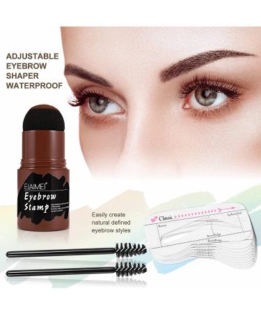 Eyewrew Waterproof Reusable Makeup Brow Stamp Kit | 10 Stencils & Brush for Perfect Brows - Medium Brown - Buy Online on GoSupps.com
