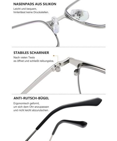 Lanomi Blue Light Filter Reading Glasses for Men & Women - Rectangle Metal Frame 3.0 Diopter Anti-Rays Visual Help - Buy Online on GoSupps.com