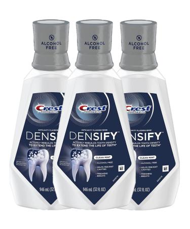Crest Pro Health Densify Fluoride Mouthwash Alcohol Free Cavity Prevention Strengthens Tooth Enamel Clean Mint 32 fl oz (Pack of 3)