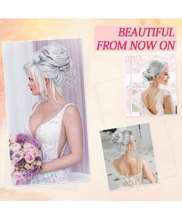 Voluminous Wavy Grey Messy Bun Extension with Hair Rope and Hairpin - Bridal Hairstyle Chignon Hairpiece - Buy Online on GoSupps.com