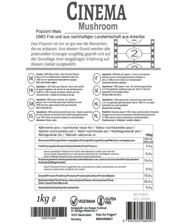 Premium Mushroom Popcorn - 1 Kg XL Resealable Bag | Cinema Quality GMO Free Snack - Buy Online on GoSupps.com