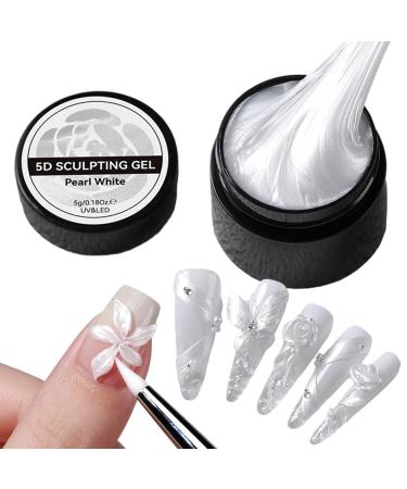 Vitsrisea Solid Builder Gel for Nails - White Sculpting Gel for Nails Non-Stick Manicure Products for Smooth Decorations Glue for Flower Sculpting Modeling Engraving and Design