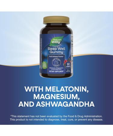 Nature s Way Sleep Well Melatonin and Magnesium Gummies Sleep Support for Adults* with Ashwagandha Berry Flavored 90 Gummies 90 Count (Pack of 1) - Buy Online on GoSupps.com