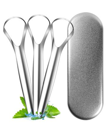 YECSOSS Tongue Scraper (3 Pack) - Stainless Steel Cleaners for Fresh Breath - Travel Case Included - Adults & Kids - Buy Online on GoSupps.com