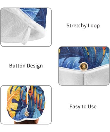 Rainbow Leaves Hair Towel 2 Pack - Super Absorbent Quick Dry Hair Turbans for Women & Girls - Buy Online on GoSupps.com